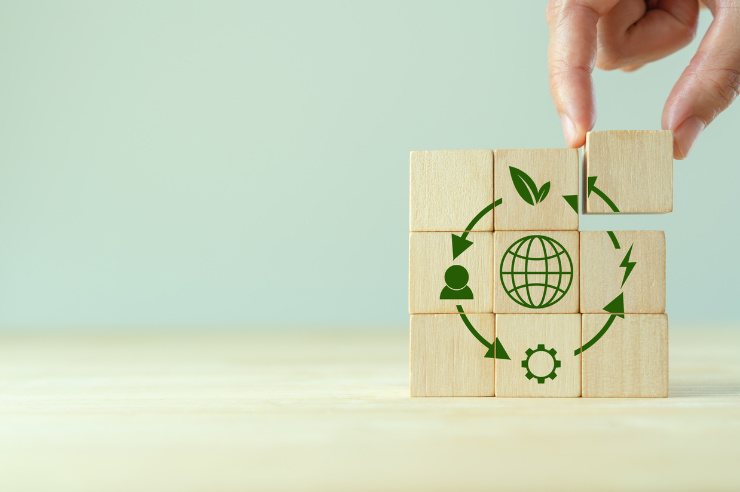 Circular Economy Building blocks showing environmentally friendly icons | An Post Insurance