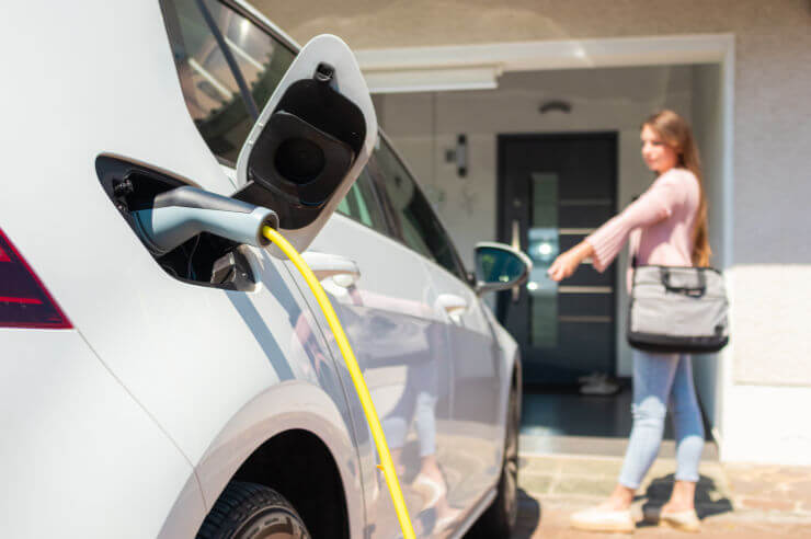 Electric car parked and charging at home | EV Insurance | An Post Insurance