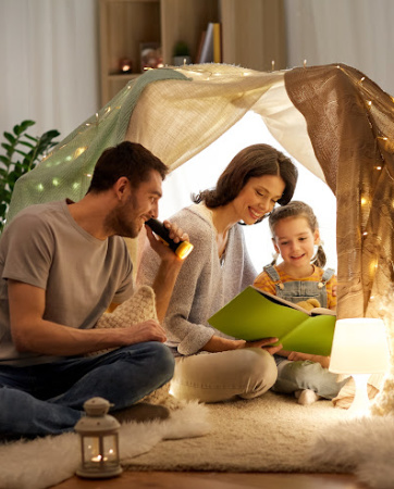 Family spending time together reading - An Post Insurance