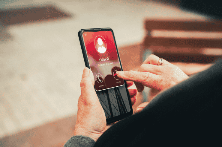 Smartphone screen showing incoming call from unknown contact number
