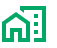 Green icon of a house and an apartment building side by side.