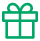 Green icon of a gift box with a ribbon.