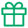 Green icon of a gift box with a ribbon.