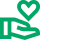 Green icon of a hand holding a heart.
