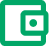 Green wallet icon with an overlapping card slot and visible circular clasp.