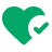 Green heart with check mark icon.