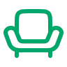 Green icon of a chair