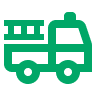 Green icon of a fire truck with a ladder, representing emergency services or fire safety.