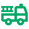 Green icon of a fire truck with a ladder, representing emergency services or fire safety.