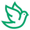Green icon of a dove bird.