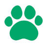 Green icon of a paw print.