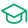 Green icon of a graduation cap.