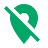 Green location pin icon with a diagonal slash.