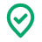 Green location pin icon with a check mark inside.