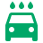 Green car with water droplets icon.
