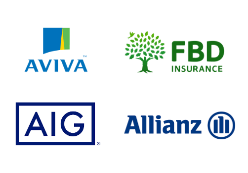 Car insurance providers in Ireland featuring Aviva, FBD Insurance, AIG and Allianz logos