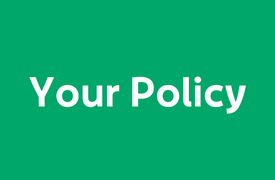 Green rectangle with the words "Your Policy" written in white text.